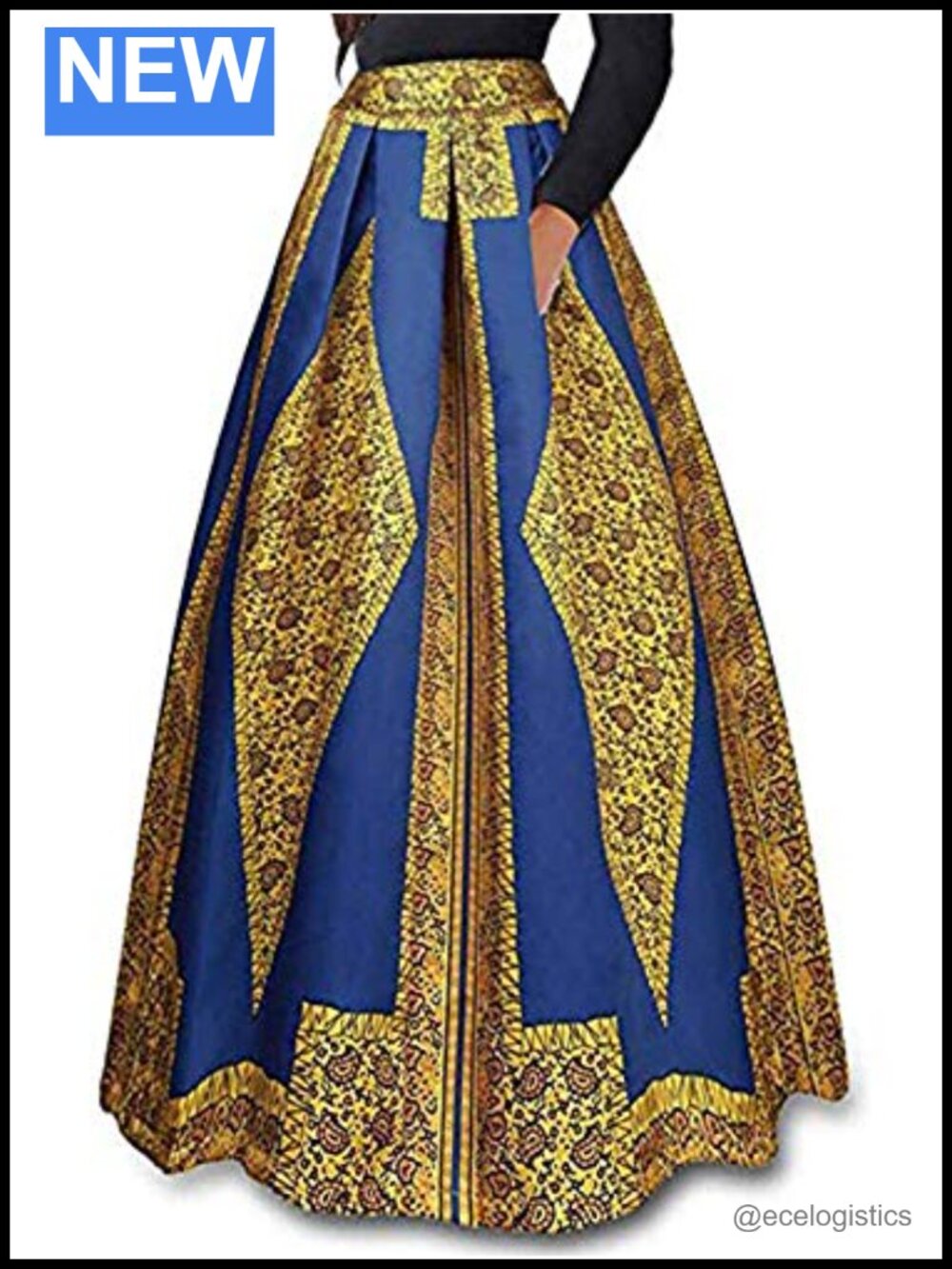 Plus Size African Print Maxi Skirt Satin High Waist Ethnic